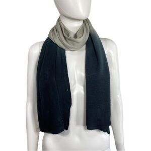 Navy Blue to Light Gray Ombre Versatile Scarf & Button Wrap